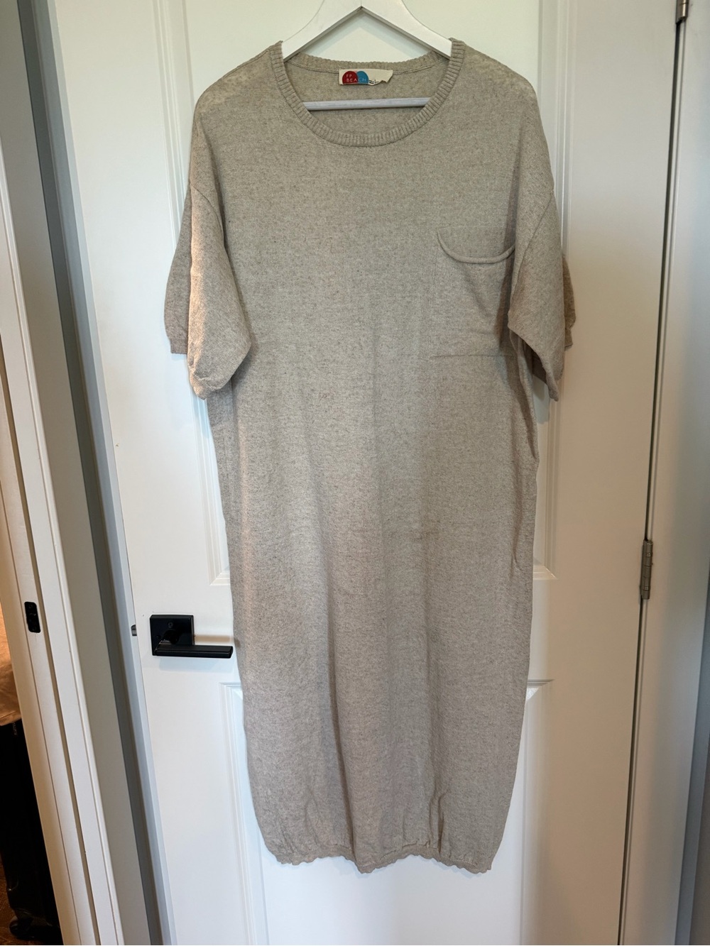 NWOT Free People FP Beach Oversized Taupe Linen-Blend Maxi T-Shirt Dress Size L